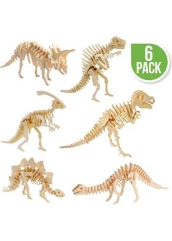 3D Wooden Puzzle 6ct - Dinosaur -BOARDGAMES Sales hands craft 3d wooden puzzle 6ct dinosaur 7