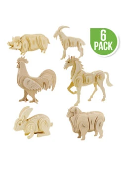 3D Wooden Puzzle 6ct - Farm