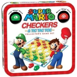USAopoly Super Mario Vs Luigi Checkers & Tic Tac Toe