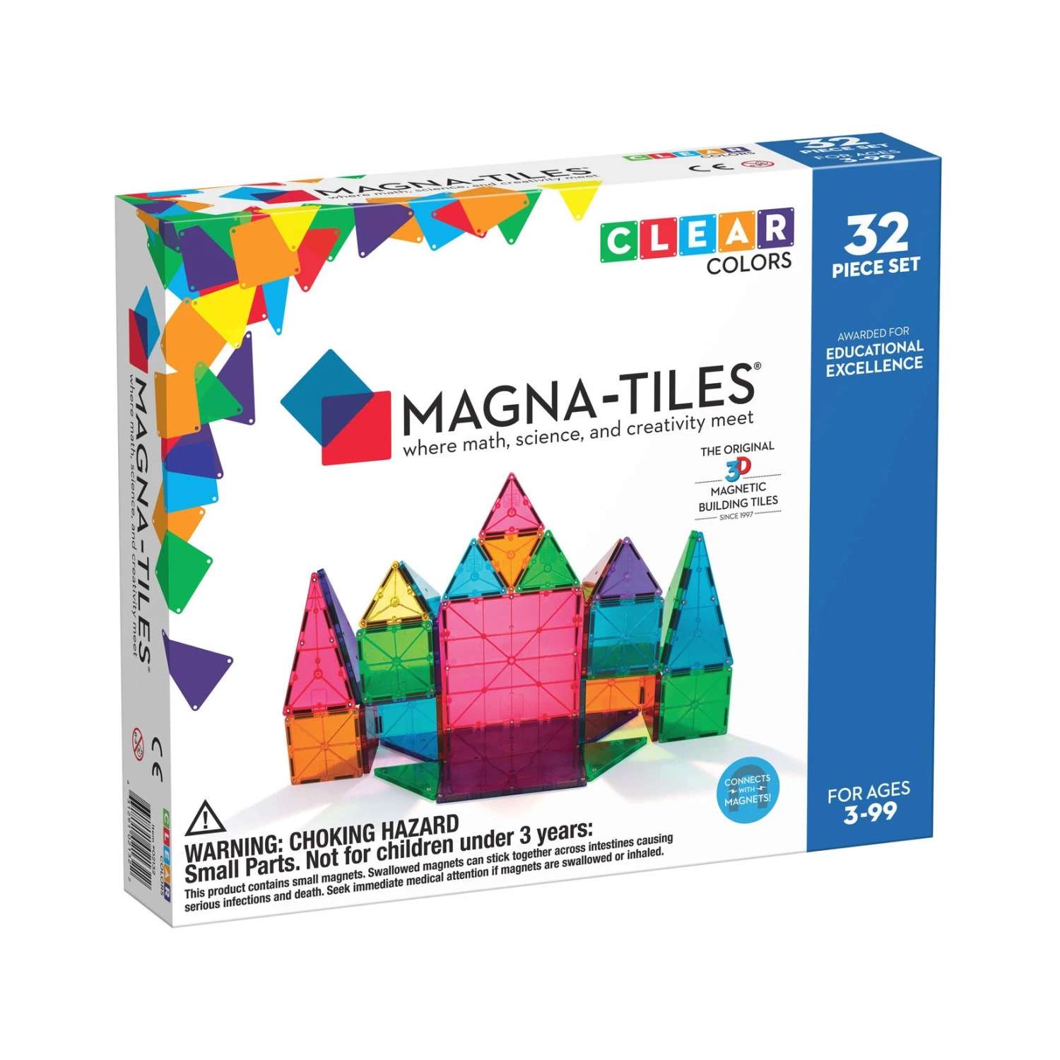 Valtech Magna-Tiles® Clear Colors 32-Piece Set 3 Valtech Magna-Tiles® Clear Colors 32-Piece Set